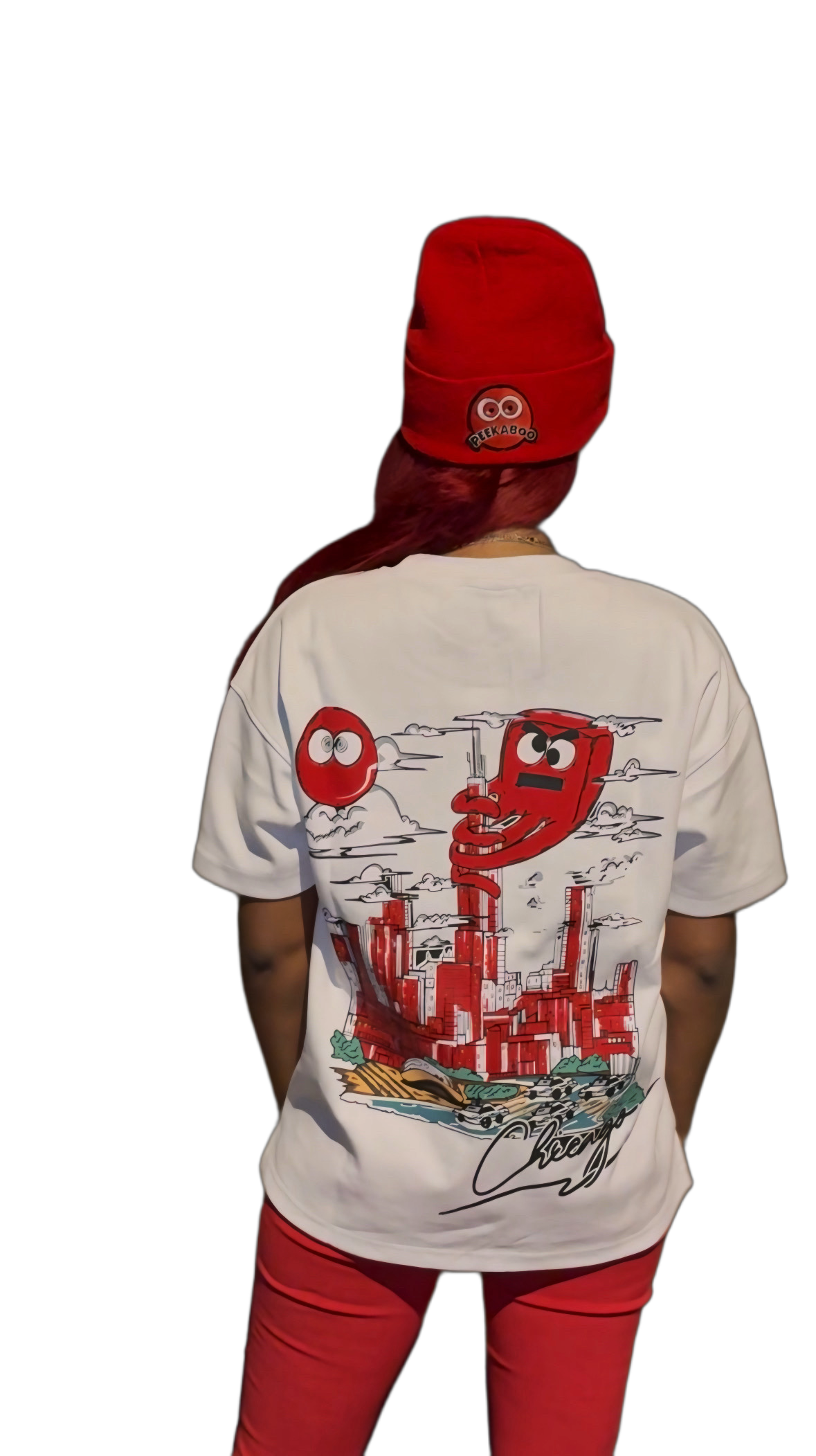 DEAR CHICAGO TEE AND BEANIE SET RED