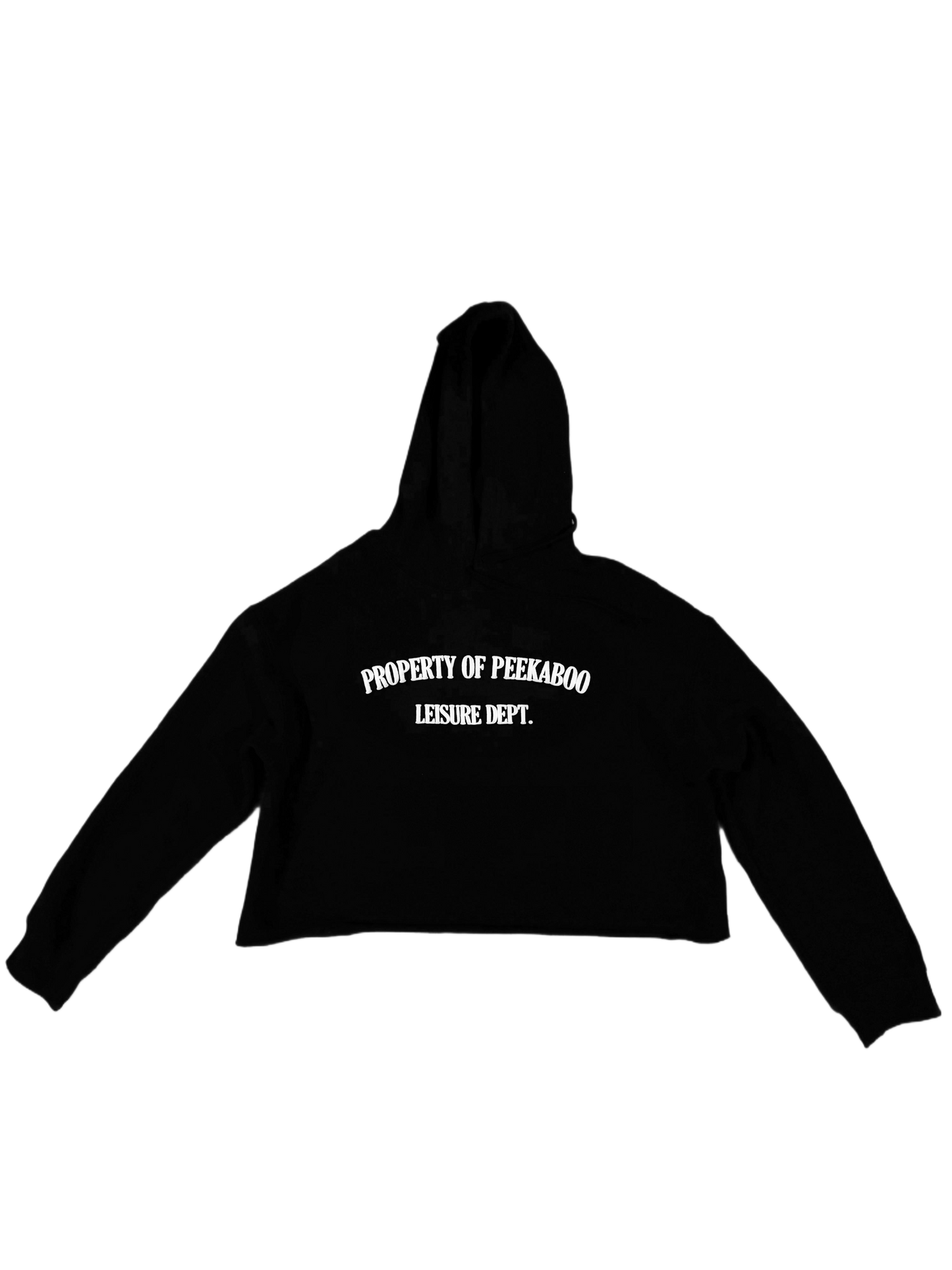 PEEKABOO LEISURE DEPT WOMEN CROP TOP HOODIE BLACK