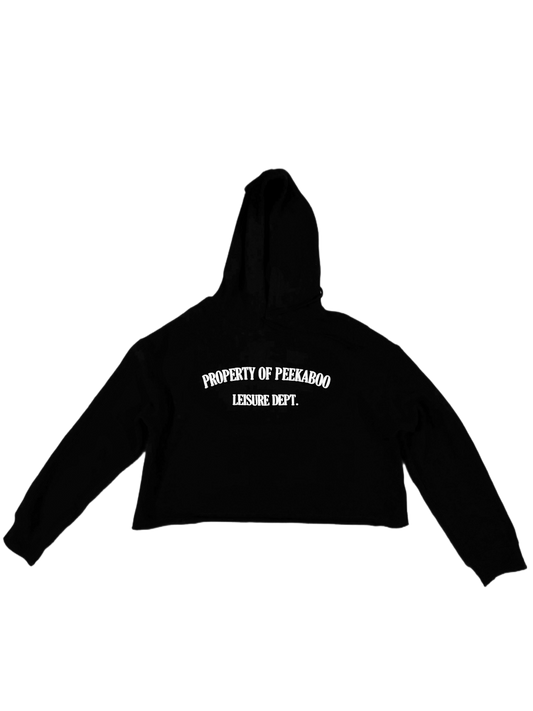 PEEKABOO LEISURE DEPT WOMEN CROP TOP HOODIE BLACK